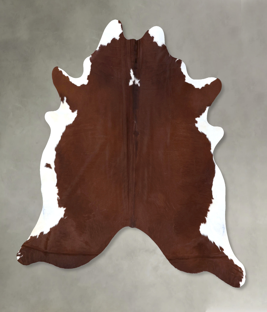 Brown and White Regular XX-Large Brazilian Cowhide Rug 8'0"H x 7'2"W #B19833 by Hudson Hides