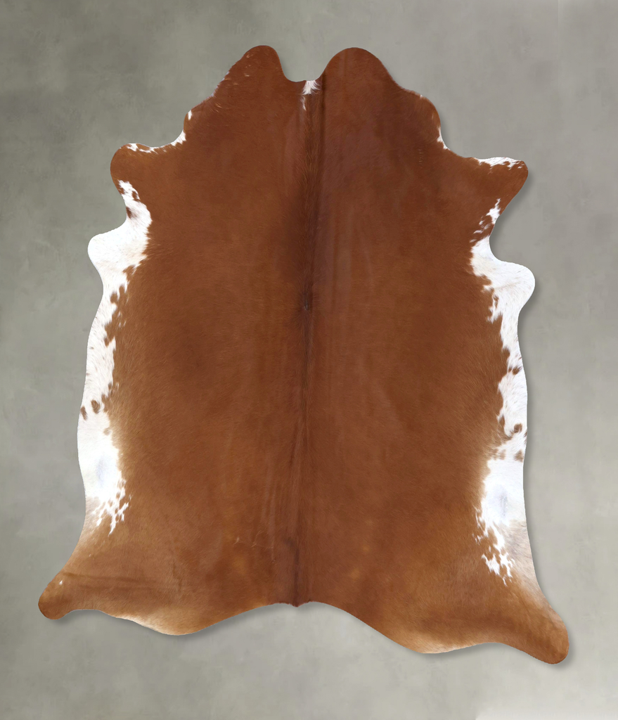 Brown and White Regular X-Large Brazilian Cowhide Rug 7'3"H x 6'6"W #B19836 by Hudson Hides