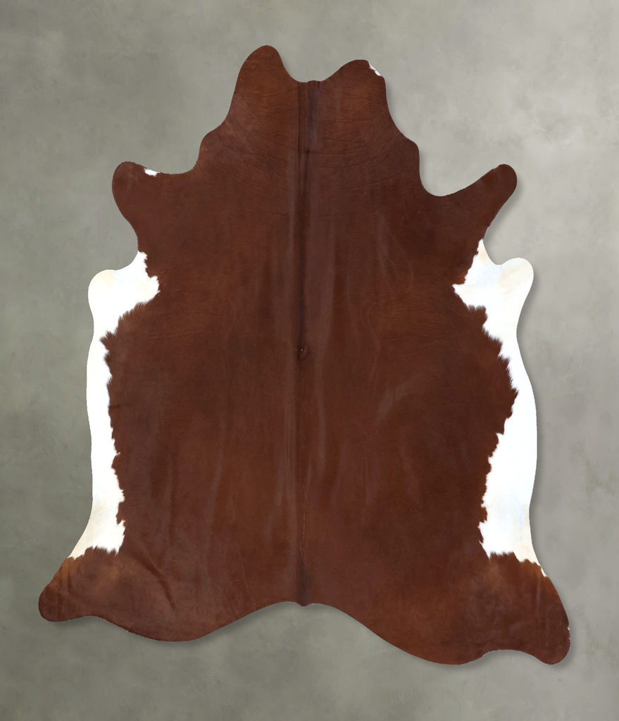 Brown and White Regular XX-Large Brazilian Cowhide Rug 7'8"H x 7'2"W #B19837 by Hudson Hides