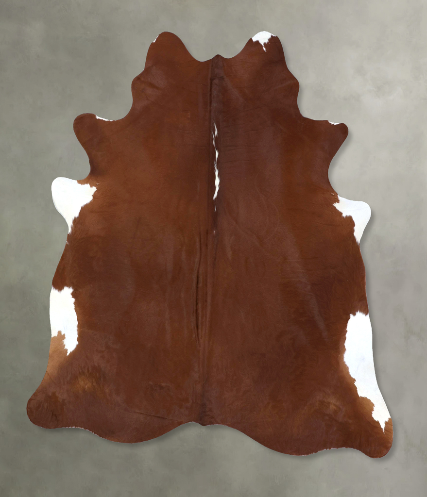 Brown and White Regular X-Large Brazilian Cowhide Rug 7'6"H x 6'6"W #B19845 by Hudson Hides