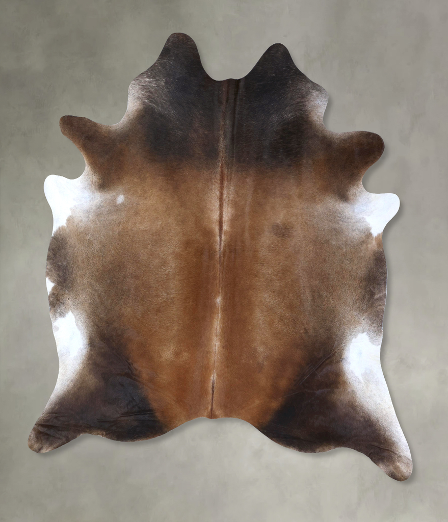 Grey with Beige XX-Large Brazilian Cowhide Rug 8'7"H x 7'2"W #B19854 by Hudson Hides