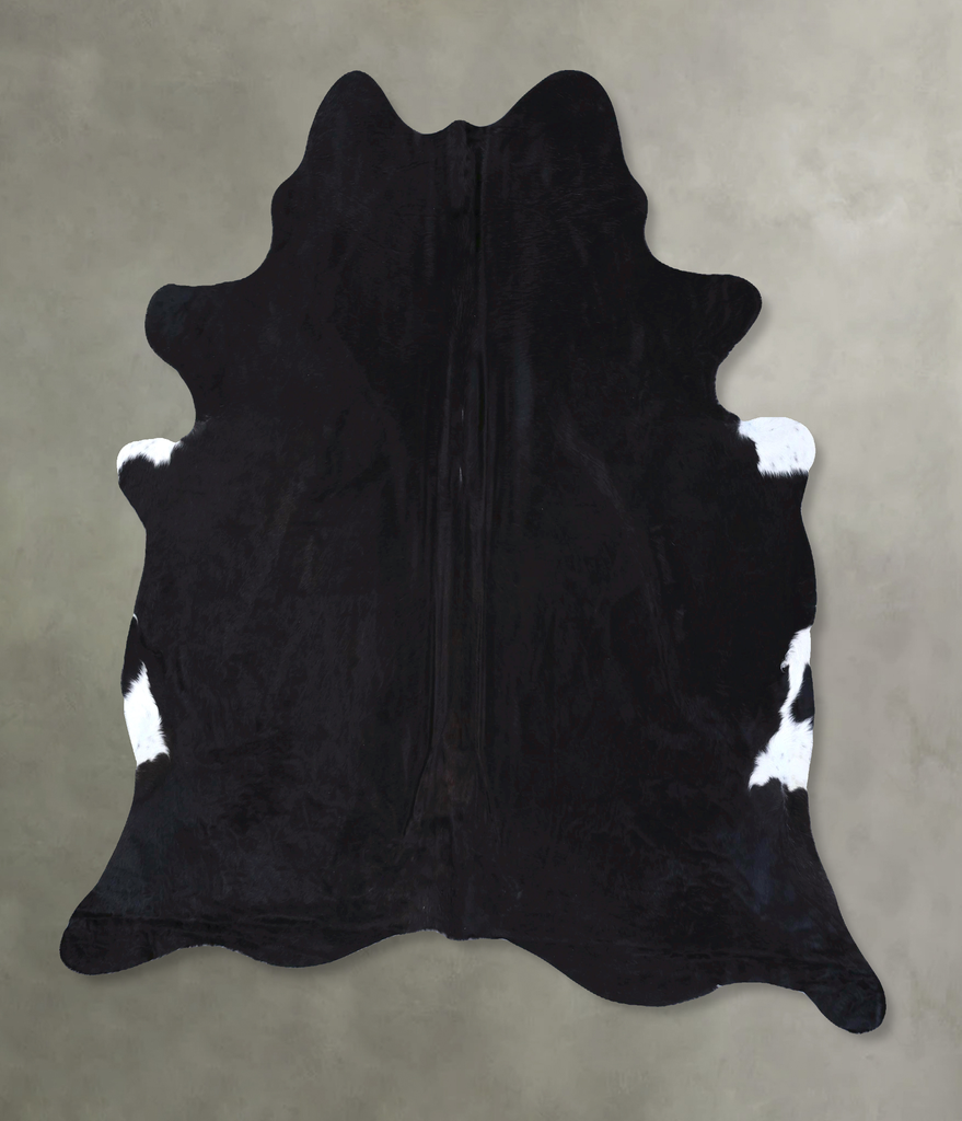 Solid Black XX-Large Brazilian Cowhide Rug 8'0"H x 7'2"W #B19868 by Hudson Hides