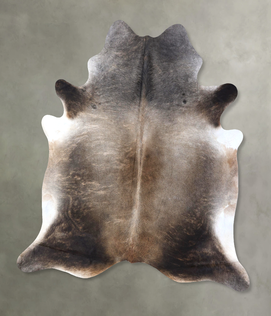 Grey with Beige XX-Large Brazilian Cowhide Rug 8'3"H x 7'2"W #B19869 by Hudson Hides