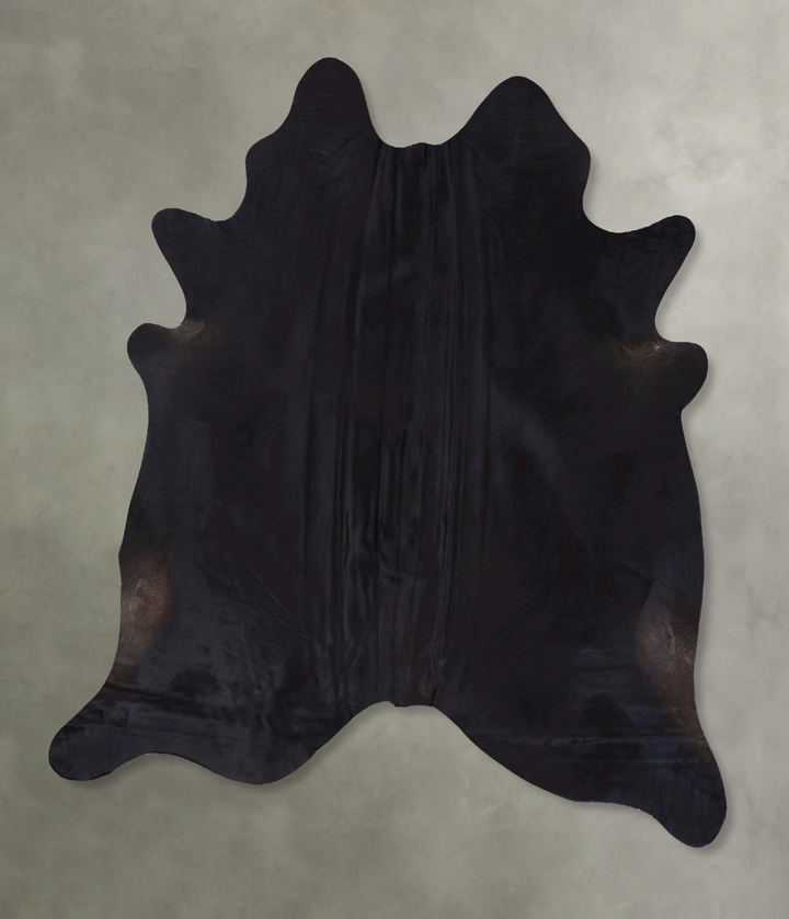 Solid Black X-Large Brazilian Cowhide Rug 7'3"H x 6'9"W #B19892 by Hudson Hides