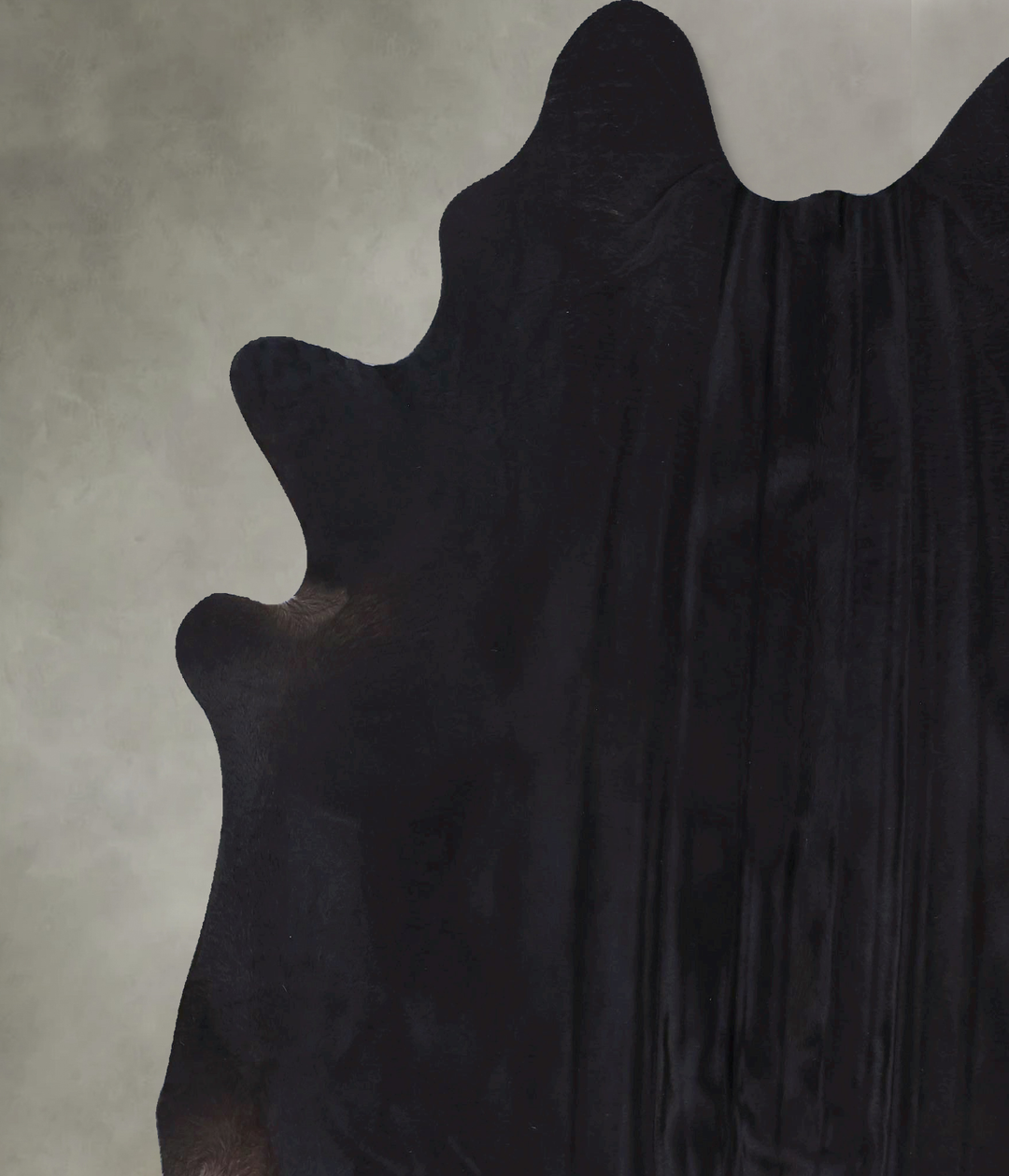 Solid Black X-Large Brazilian Cowhide Rug 7'3"H x 6'9"W #B19892 by Hud
