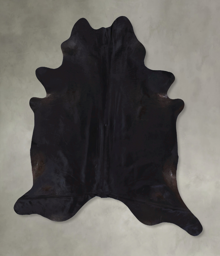 Solid Black XX-Large Brazilian Cowhide Rug 8'1"H x 6'11"W #B19895 by Hudson Hides