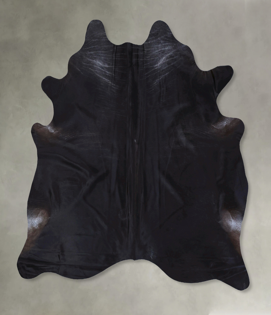 Solid Black XX-Large Brazilian Cowhide Rug 8'1"H x 6'11"W #B19904 by Hudson Hides