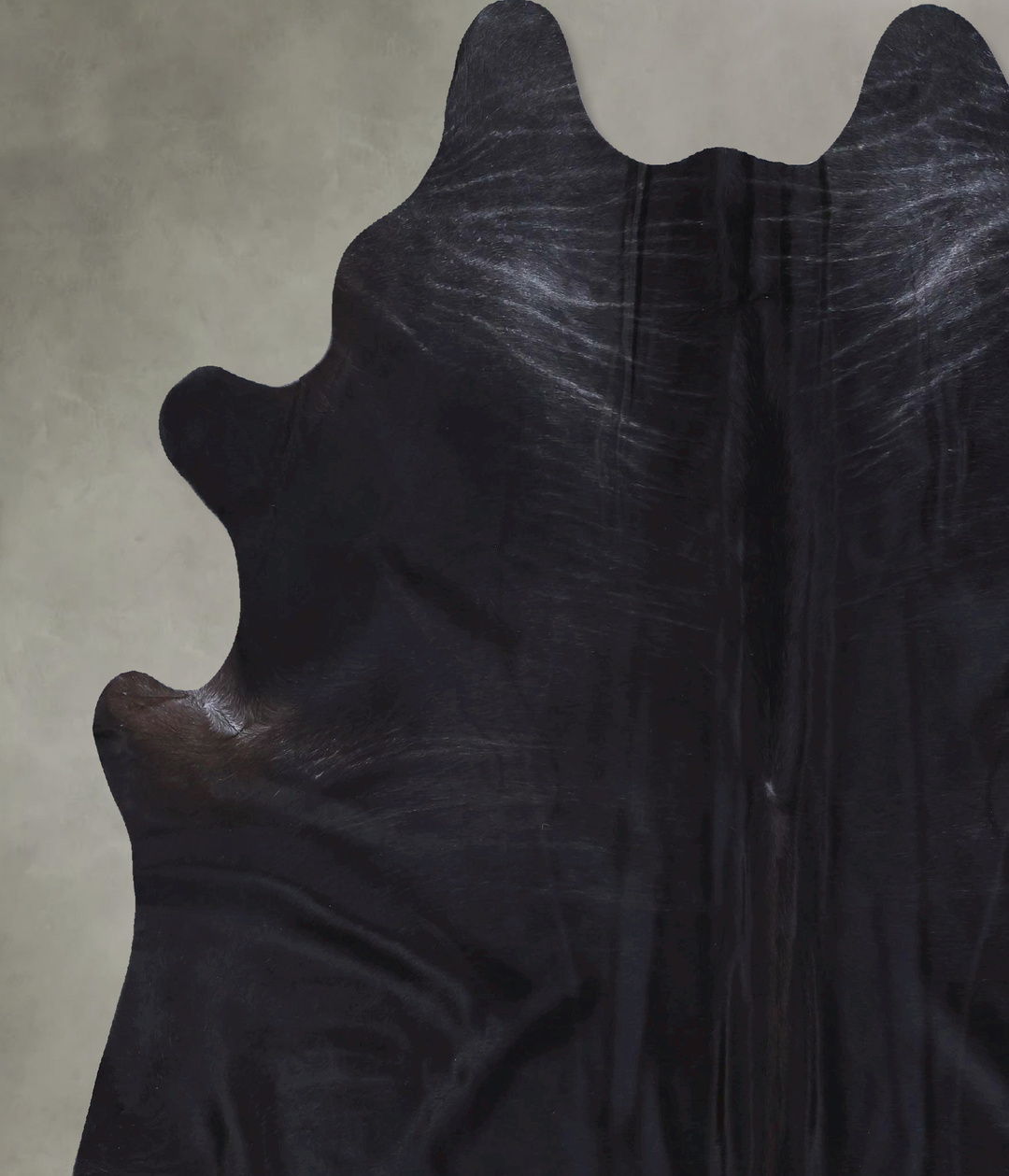 Solid Black XX-Large Brazilian Cowhide Rug 8'1"H x 6'11"W #B19904 by H