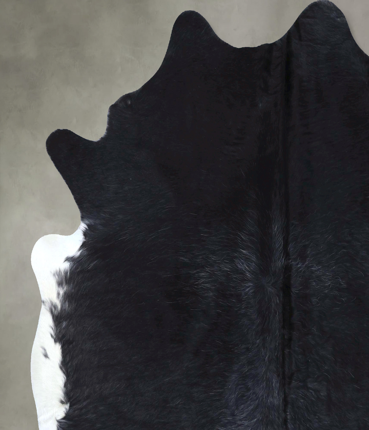 Solid Black XX-Large Brazilian Cowhide Rug 7'8"H x 6'9"W #B19910 by Hudson Hides