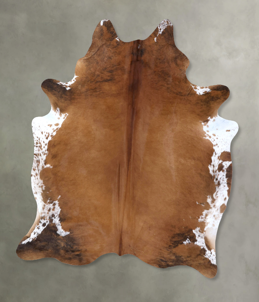 Brown and White Regular X-Large Brazilian Cowhide Rug 7'8"H x 6'6"W #B19911 by Hudson Hides