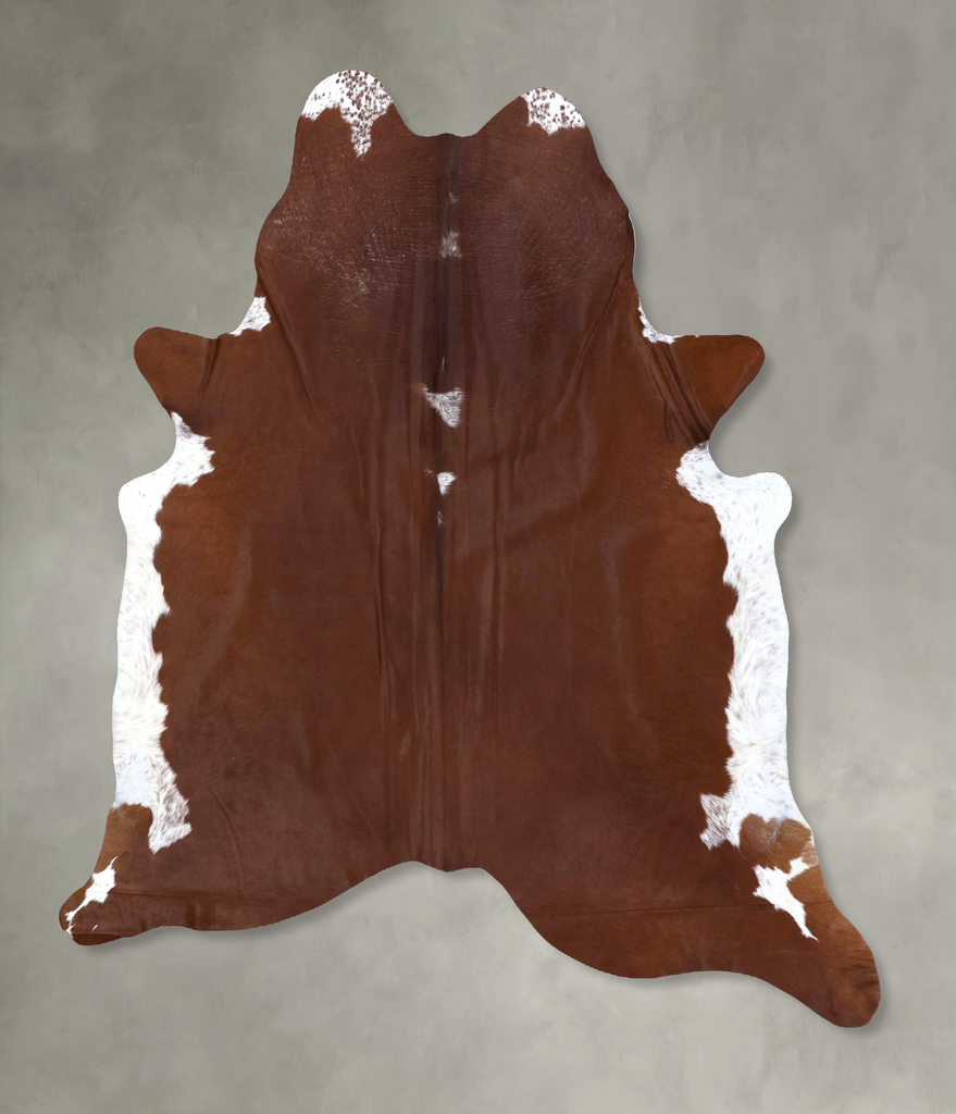 Brown and White Regular XX-Large Brazilian Cowhide Rug 7'11"H x 6'11"W #B19914 by Hudson Hides