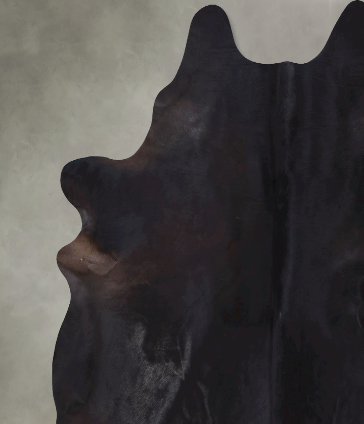 Solid Black XX-Large Brazilian Cowhide Rug 8'1"H x 7'0"W #B19934 by Hudson Hides