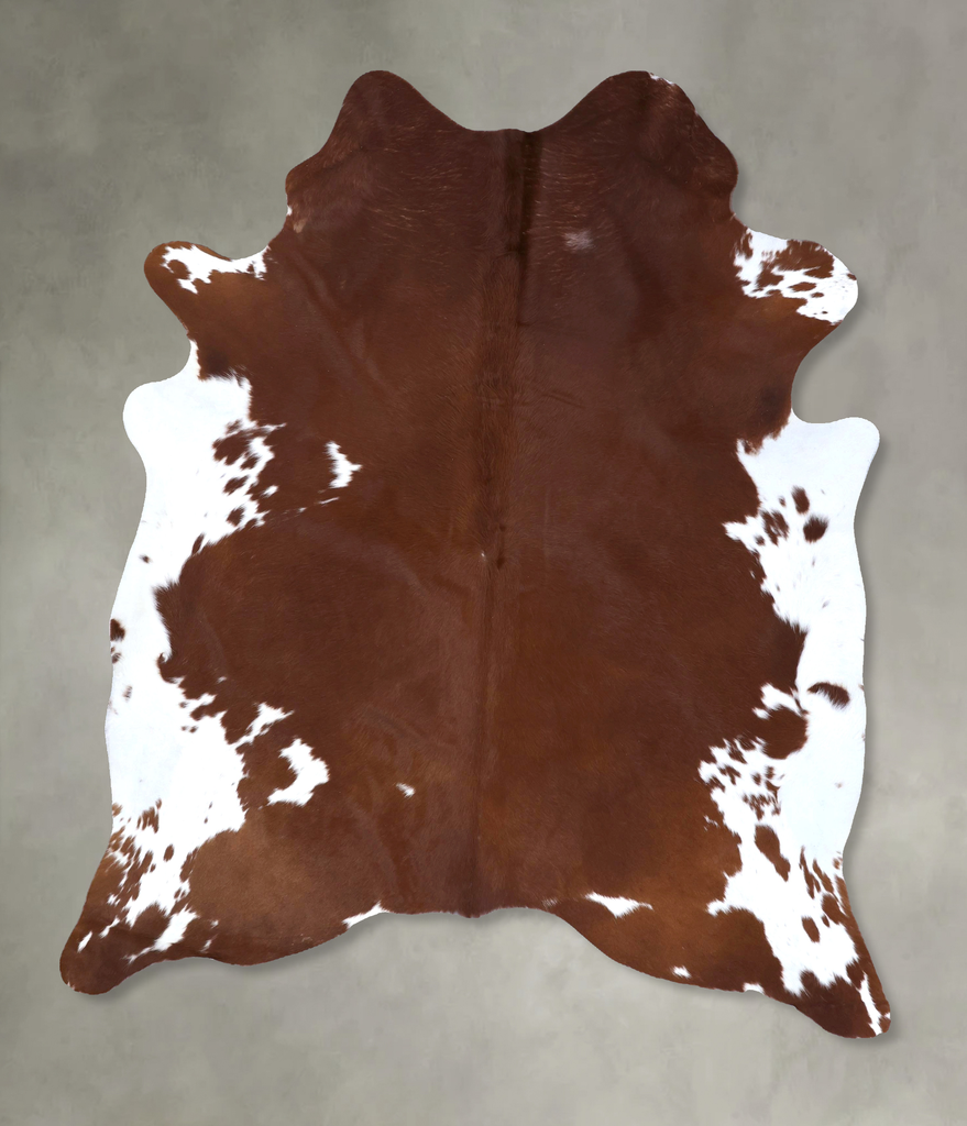 Brown and White Regular XX-Large Brazilian Cowhide Rug 8'0"H x 6'8"W #B19936 by Hudson Hides