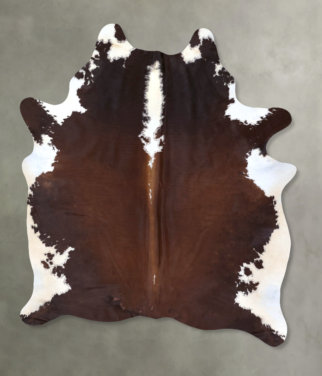 Chocolate and White X-Large Brazilian Cowhide Rug 8'1"H x 5'11"W #B199