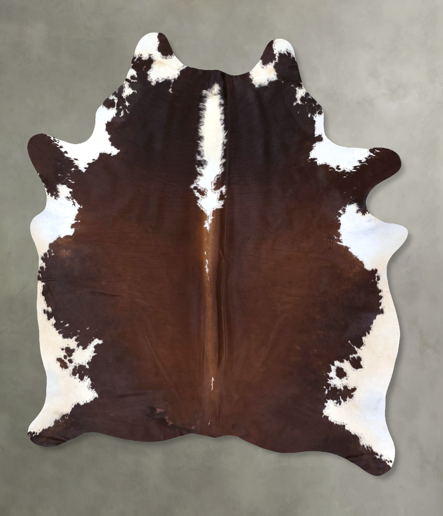 Chocolate and White X-Large Brazilian Cowhide Rug 8'1"H x 5'11"W #B19952 by Hudson Hides