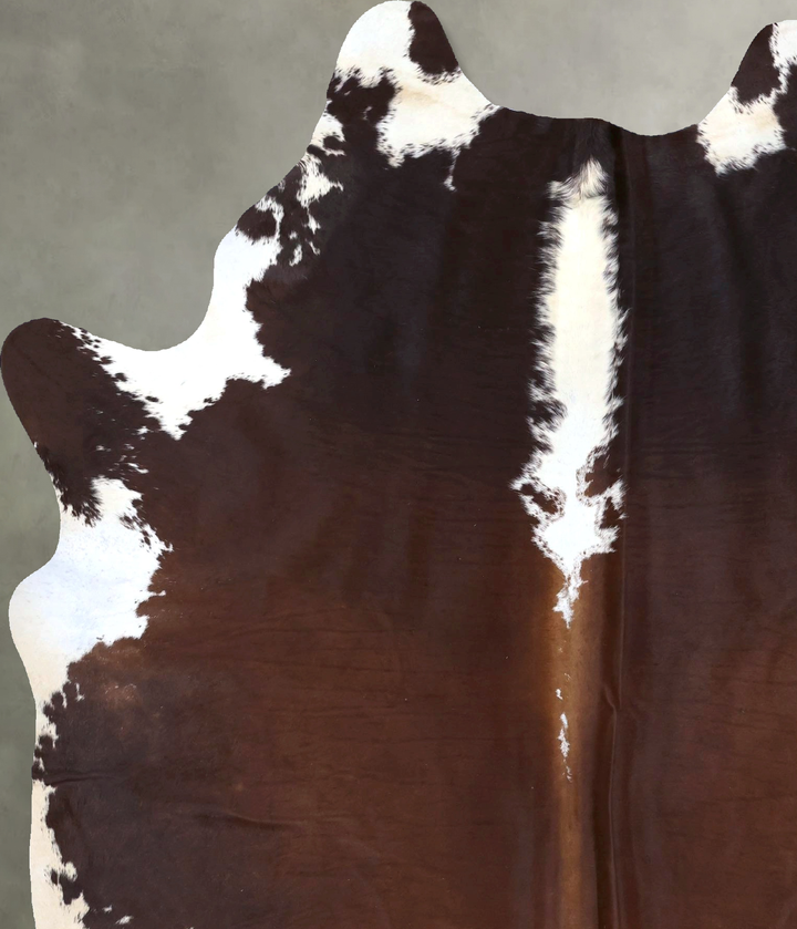 Chocolate and White X-Large Brazilian Cowhide Rug 8'1"H x 5'11"W #B19952 by Hudson Hides