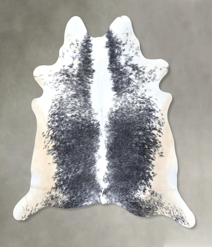 Salt and Pepper Black X-Large Brazilian Cowhide Rug 7'4"H x 6'9"W #B20030 by Hudson Hides