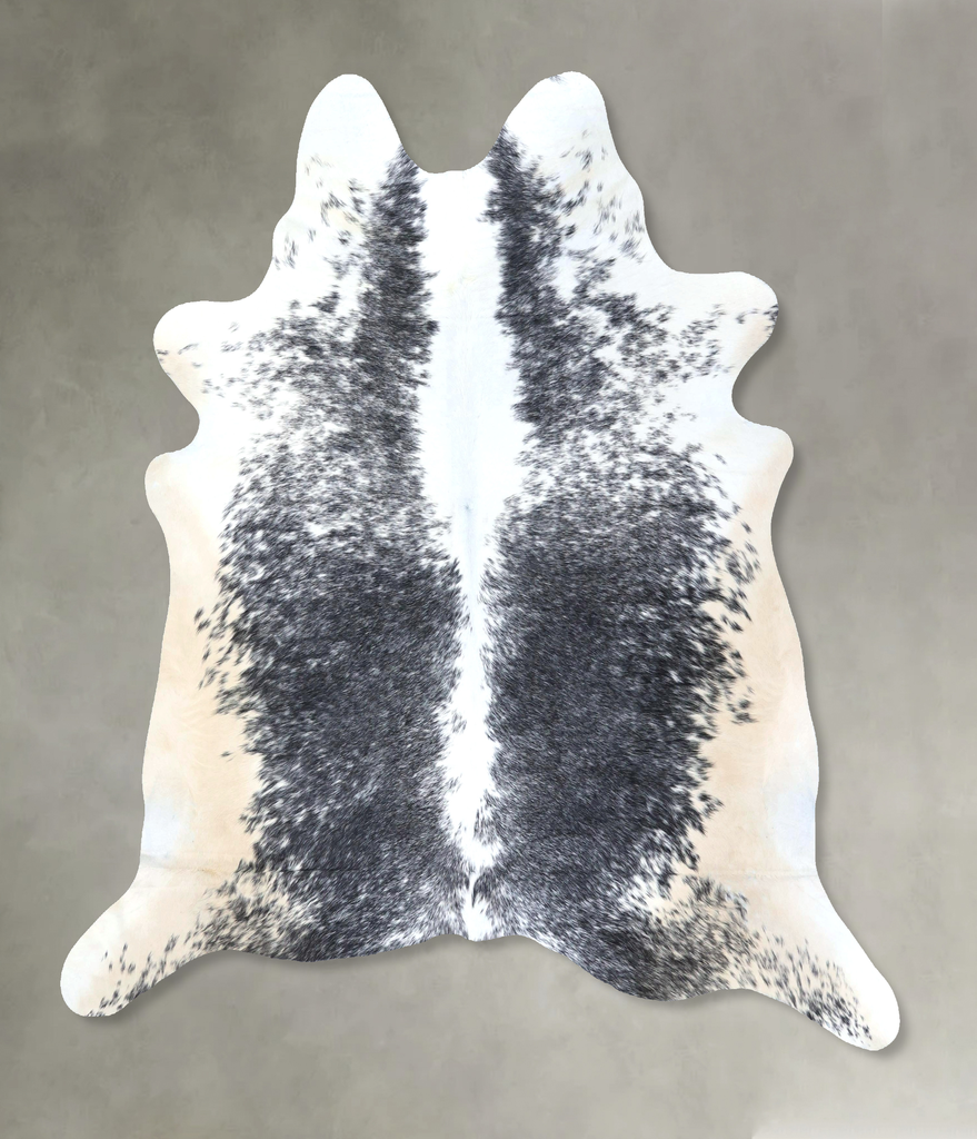 Salt and Pepper Black X-Large Brazilian Cowhide Rug 7'4"H x 6'9"W #B20030 by Hudson Hides