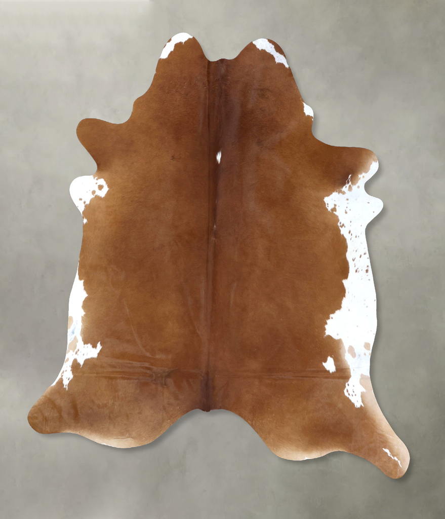 Brown and White Regular XX-Large Brazilian Cowhide Rug 8'1"H x 6'11"W #B20039 by Hudson Hides