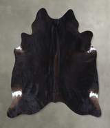 Solid Black XX-Large Brazilian Cowhide Rug 7'10"H x 7'0"W #B20044 by Hudson Hides