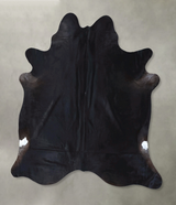 Solid Black XX-Large Brazilian Cowhide Rug 7'5"H x 7'1"W #B20046 by Hudson Hides