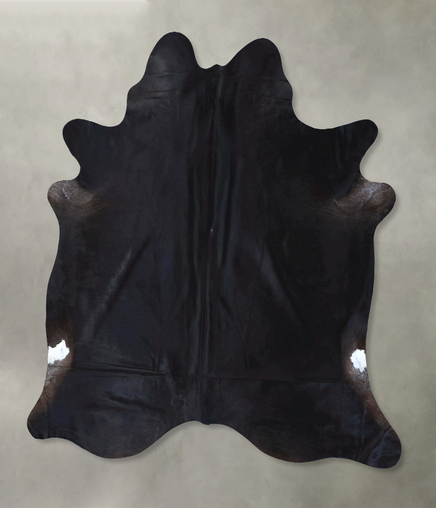 Solid Black XX-Large Brazilian Cowhide Rug 7'5"H x 7'1"W #B20046 by Hudson Hides
