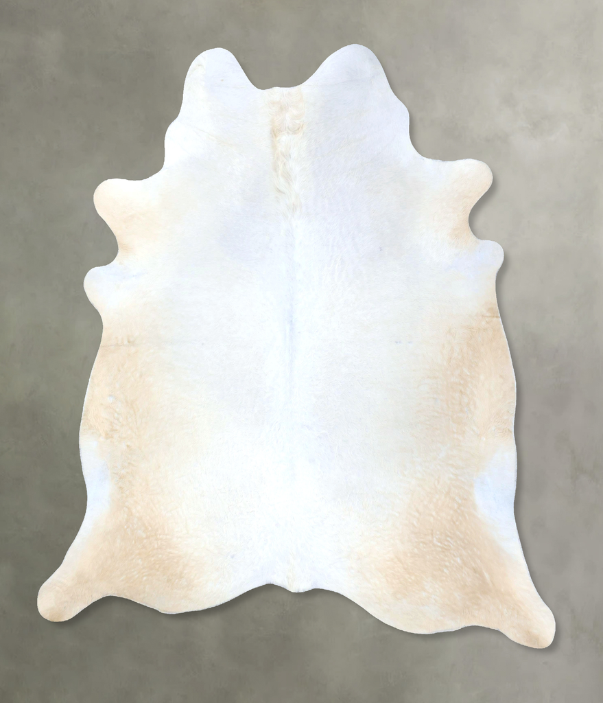 Ivory with Beige XX-Large Brazilian Cowhide Rug 7'8"H x 6'8"W #B20057 by Hudson Hides