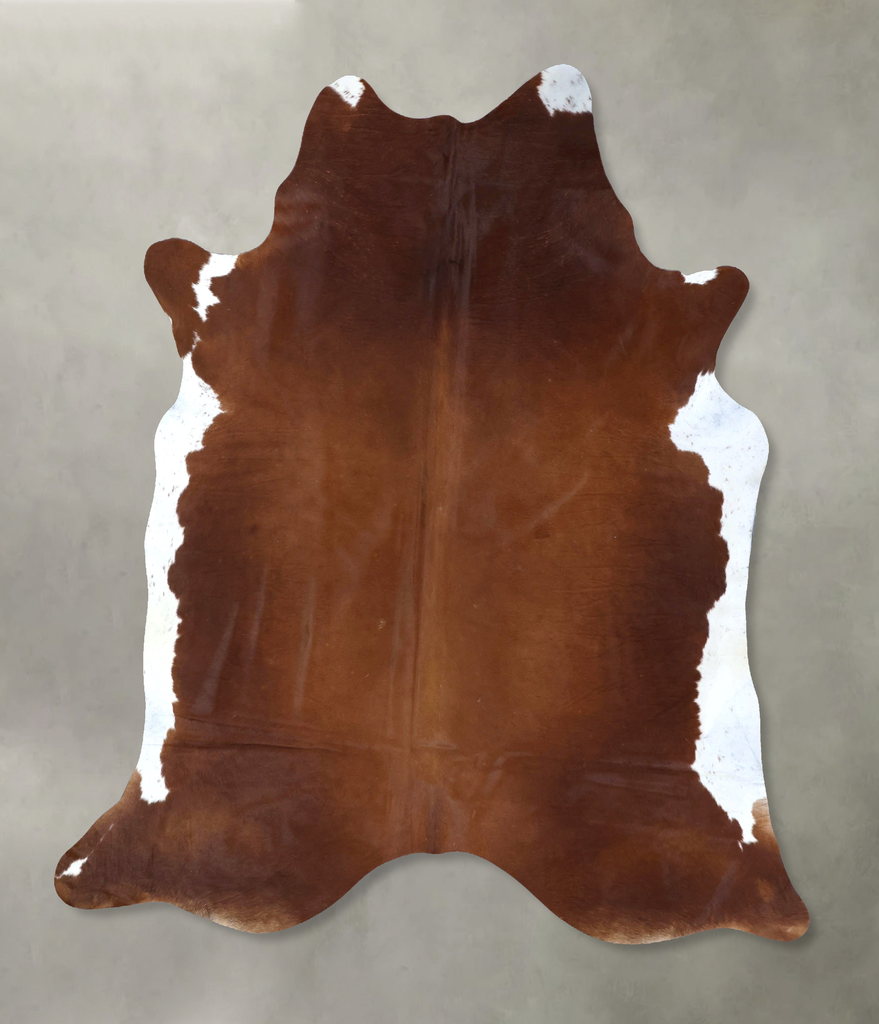 Brown and White Regular XX-Large Brazilian Cowhide Rug 7'11"H x 6'11"W #B20058 by Hudson Hides
