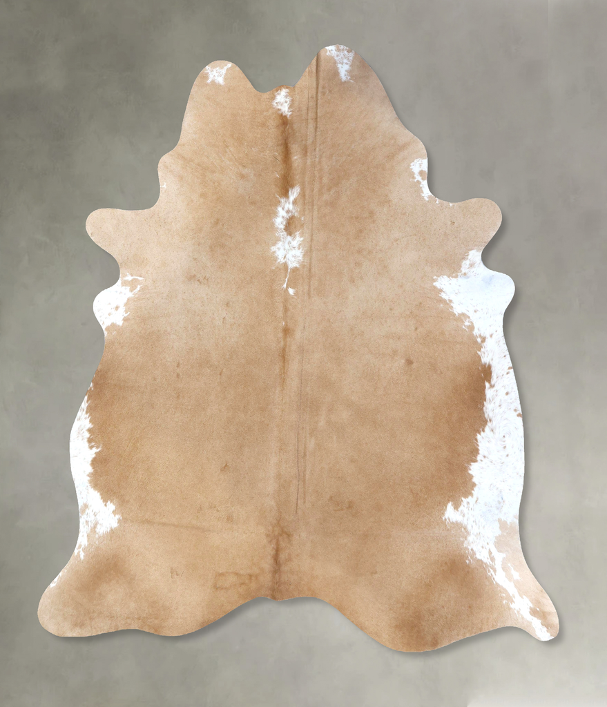 Beige X-Large Brazilian Cowhide Rug 7'4"H x 6'8"W #B20072 by Hudson Hides