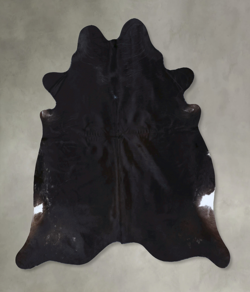 Solid Black XX-Large Brazilian Cowhide Rug 7'6"H x 6'11"W #B20077 by Hudson Hides