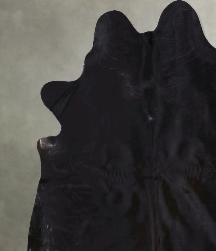 Solid Black XX-Large Brazilian Cowhide Rug 7'6"H x 6'11"W #B20077 by Hudson Hides