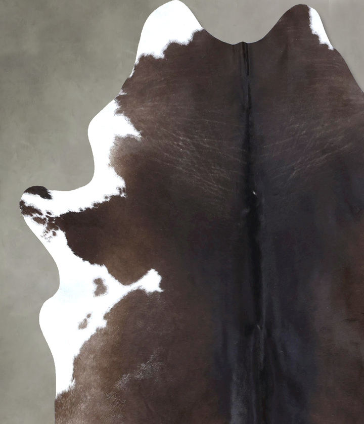 Chocolate and White XX-Large Brazilian Cowhide Rug 7'10"H x 6'4"W #B20118 by Hudson Hides