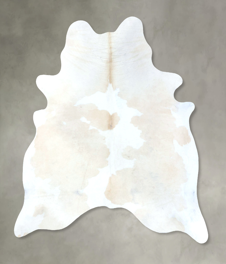 Beige and White X-Large Brazilian Cowhide Rug 7'5"H x 6'6"W #B20121 by Hudson Hides