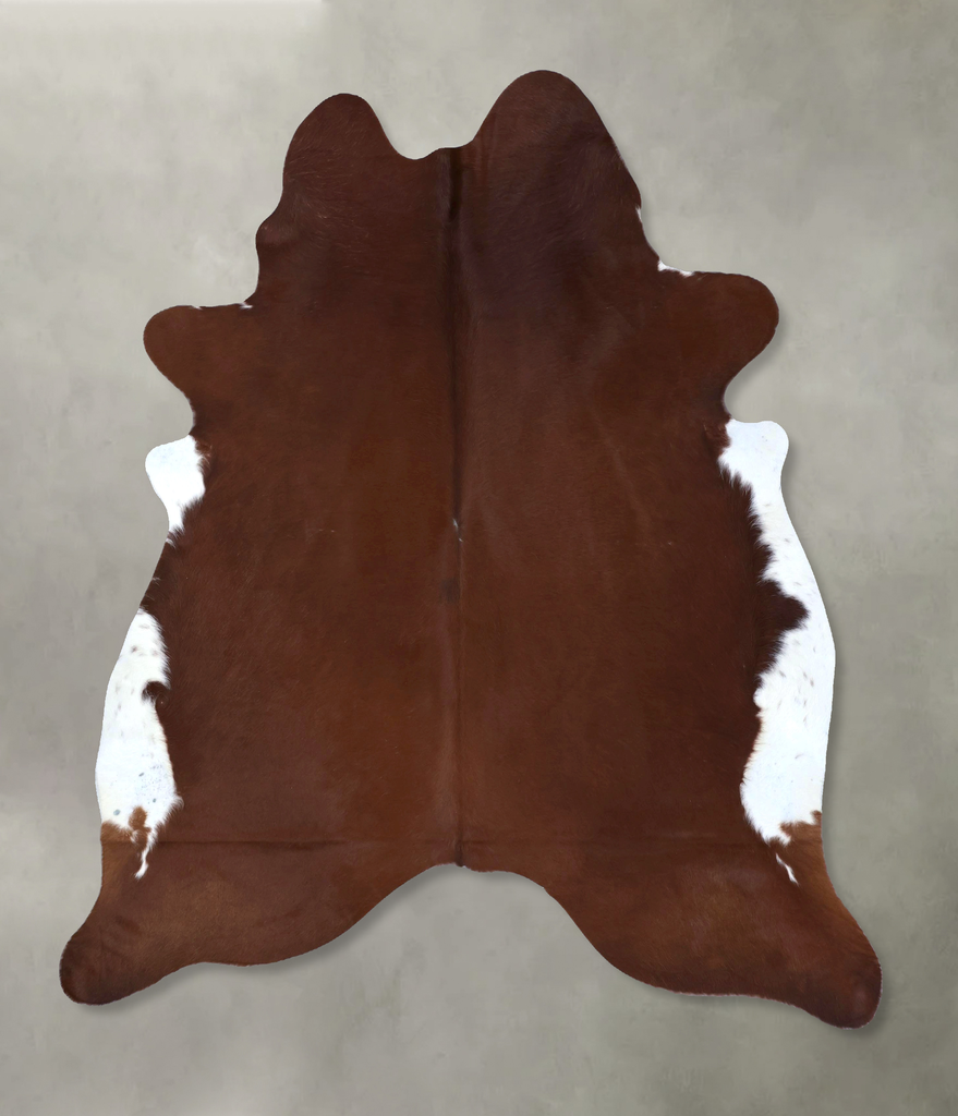 Brown and White Regular X-Large Brazilian Cowhide Rug 7'7"H x 6'7"W #B20141 by Hudson Hides