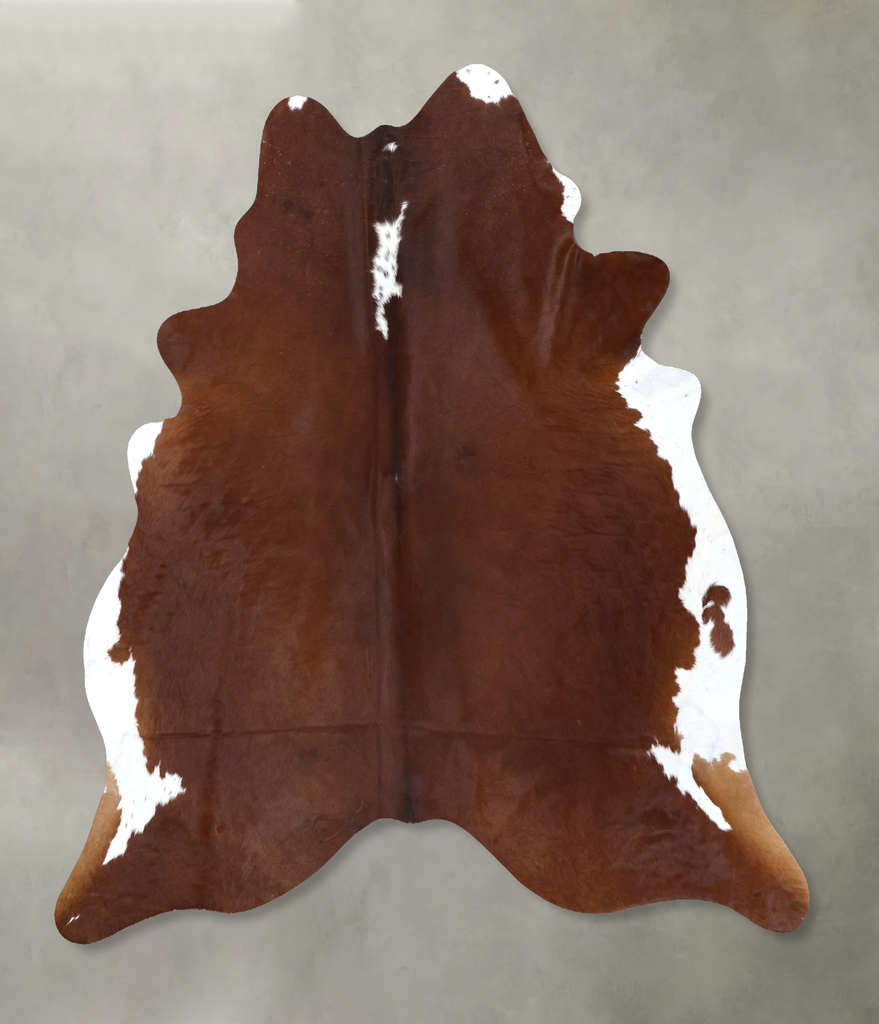 Brown and White Regular XX-Large Brazilian Cowhide Rug 7'7"H x 6'8"W #B20142 by Hudson Hides