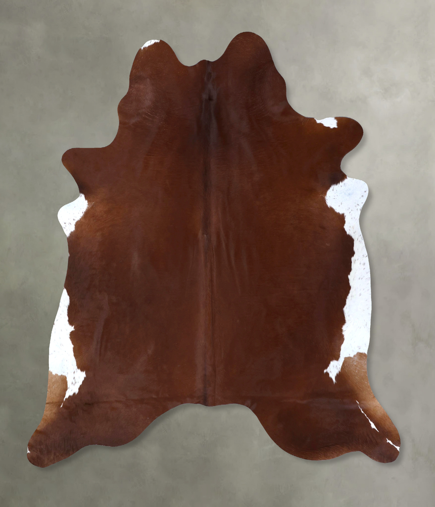 Brown and White Regular XX-Large Brazilian Cowhide Rug 7'9"H x 7'1"W #B20146 by Hudson Hides