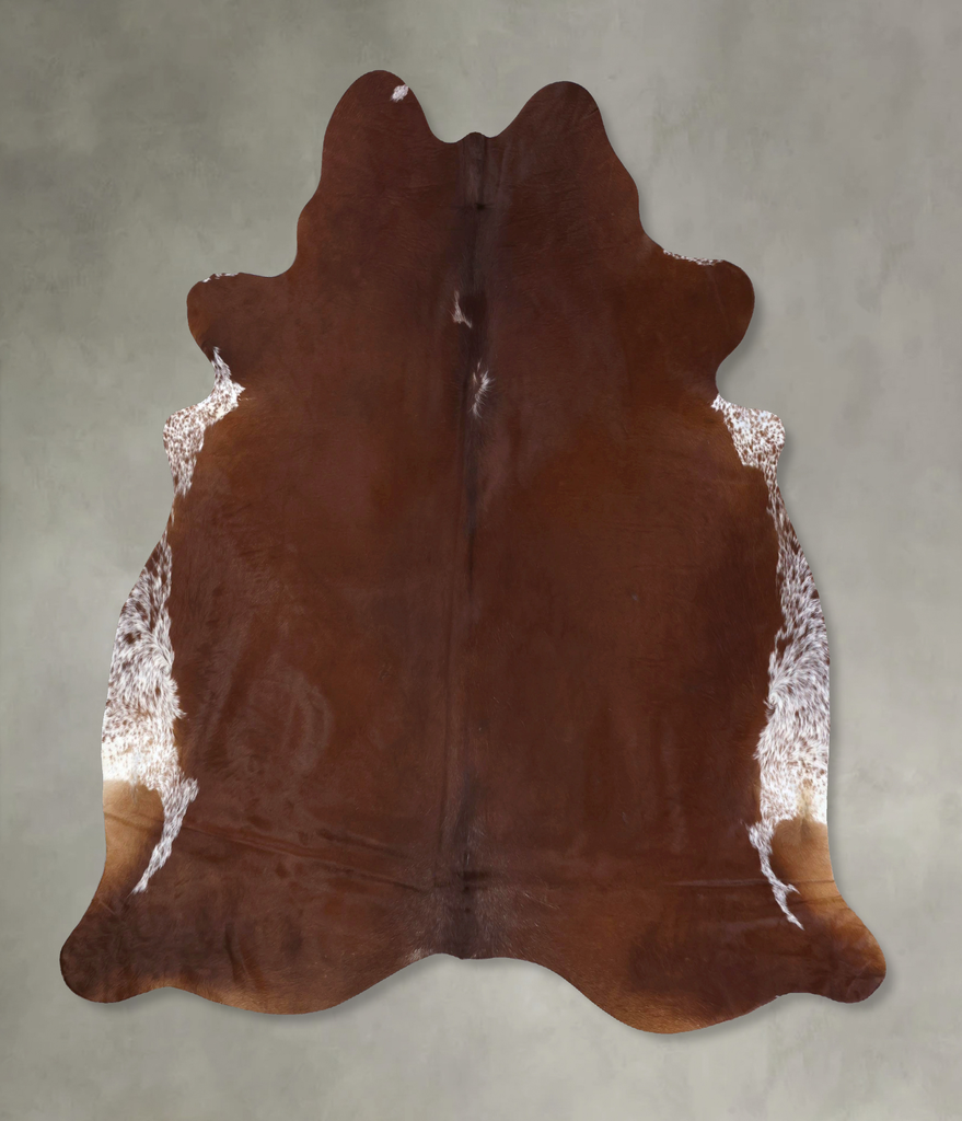 Brown and White Regular XX-Large Brazilian Cowhide Rug 7'7"H x 7'3"W #B20148 by Hudson Hides