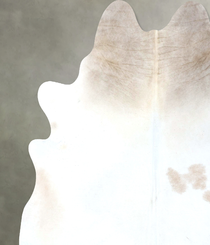 Ivory with Beige XX-Large Brazilian Cowhide Rug 8'1"H x 7'3"W #B20168 by Hudson Hides