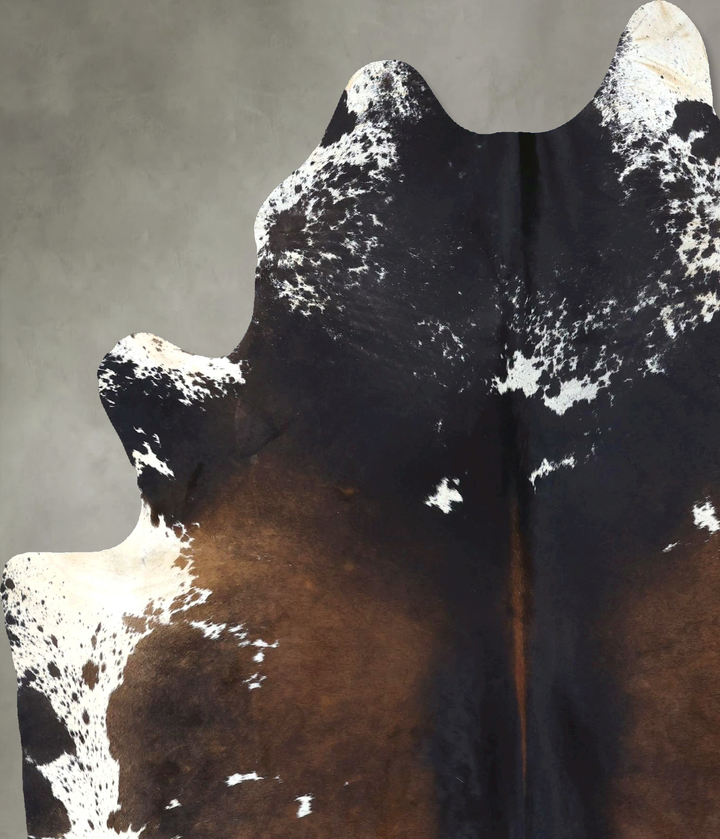 Chocolate and White X-Large Brazilian Cowhide Rug 7'10"H x 5'11"W #B20172 by Hudson Hides