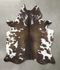 Chocolate and White XX-Large Brazilian Cowhide Rug 7'11