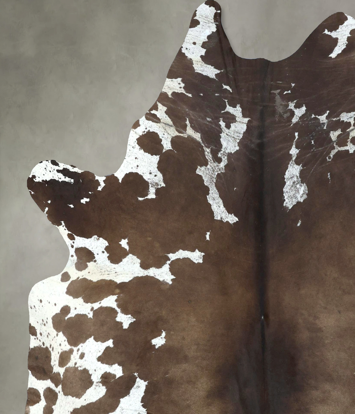 Chocolate and White XX-Large Brazilian Cowhide Rug 7'11"H x 6'5"W #B20214 by Hudson Hides