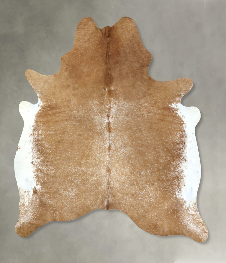 Beige and White X-Large Brazilian Cowhide Rug 7'7"H x 6'6"W #B20227 by Hudson Hides
