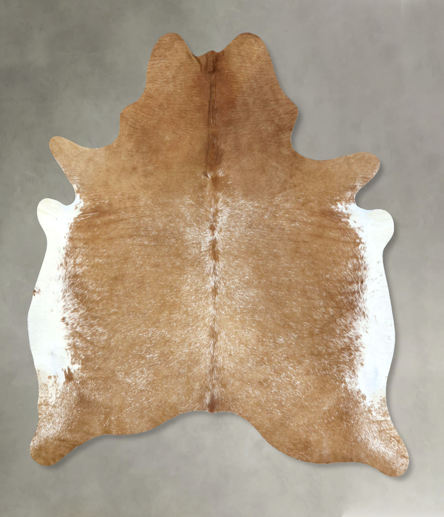 Beige and White X-Large Brazilian Cowhide Rug 7'7"H x 6'6"W #B20227 by Hudson Hides