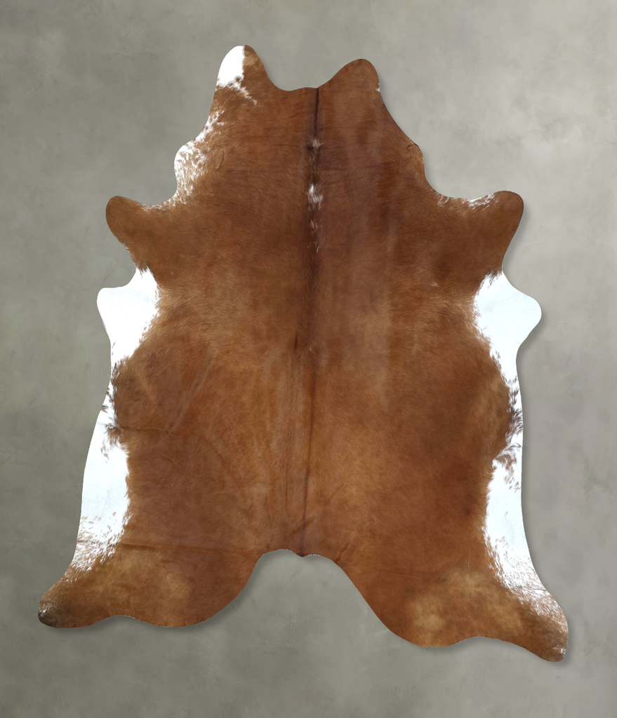 Brown and White Regular XX-Large Brazilian Cowhide Rug 8'1"H x 6'10"W #B20236 by Hudson Hides