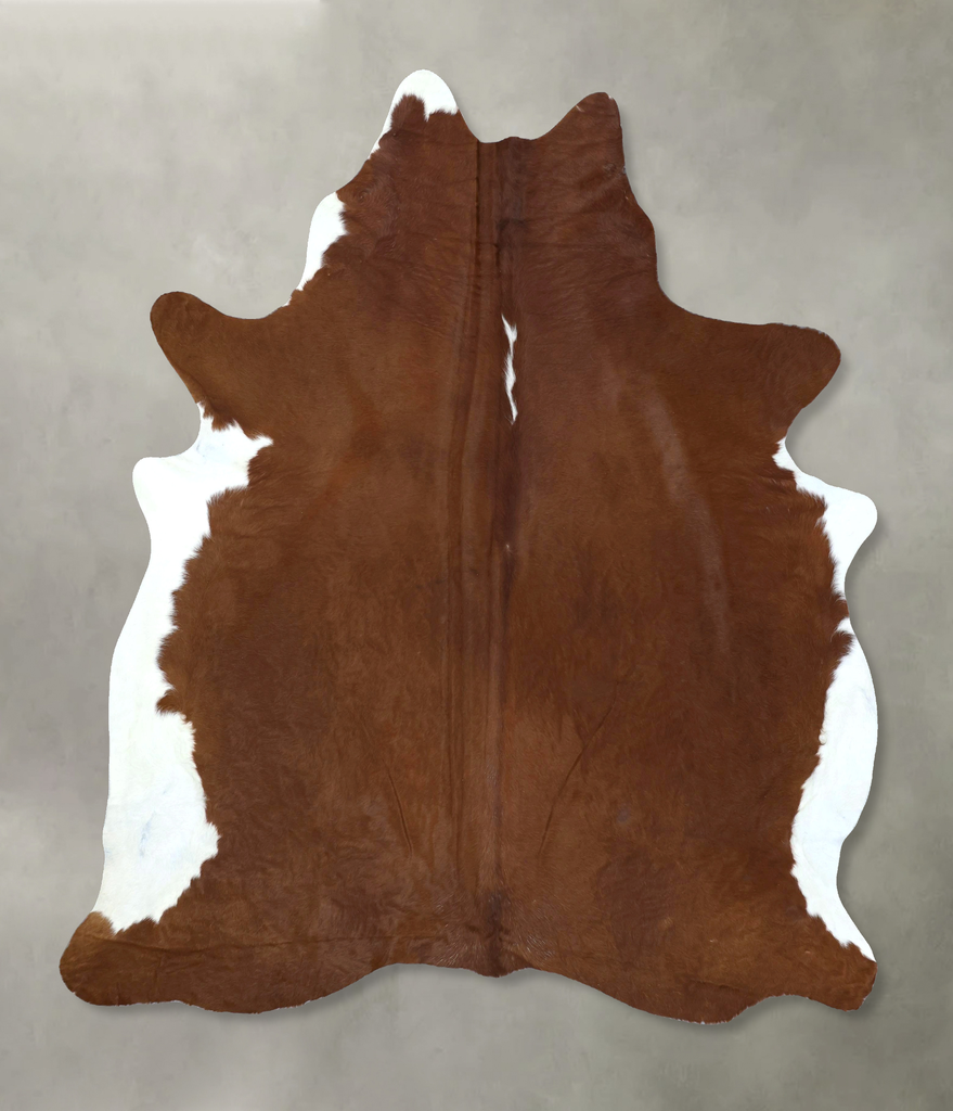 Brown and White Regular XX-Large Brazilian Cowhide Rug 8'0"H x 7'0"W #B20245 by Hudson Hides