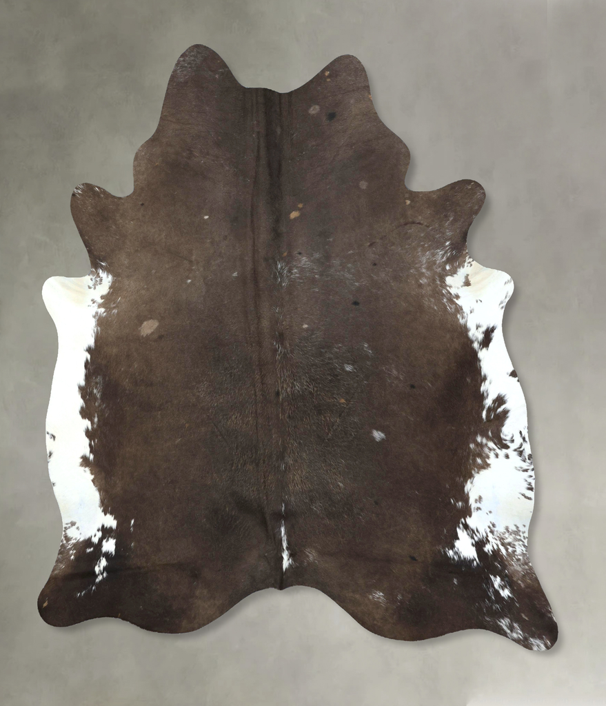 Chocolate and White X-Large Brazilian Cowhide Rug 7'9"H x 6'4"W #B20248 by Hudson Hides
