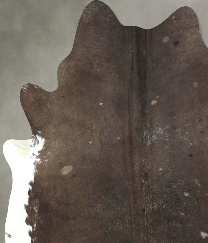 Chocolate and White X-Large Brazilian Cowhide Rug 7'9"H x 6'4"W #B20248 by Hudson Hides