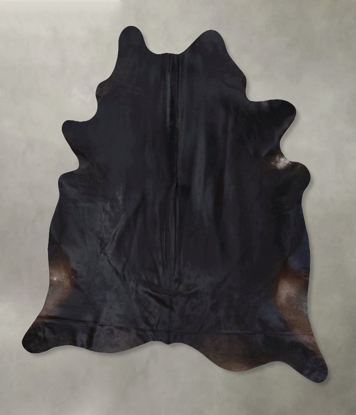 Solid Black X-Large Brazilian Cowhide Rug 7'8"H x 6'6"W #B20253 by Hudson Hides