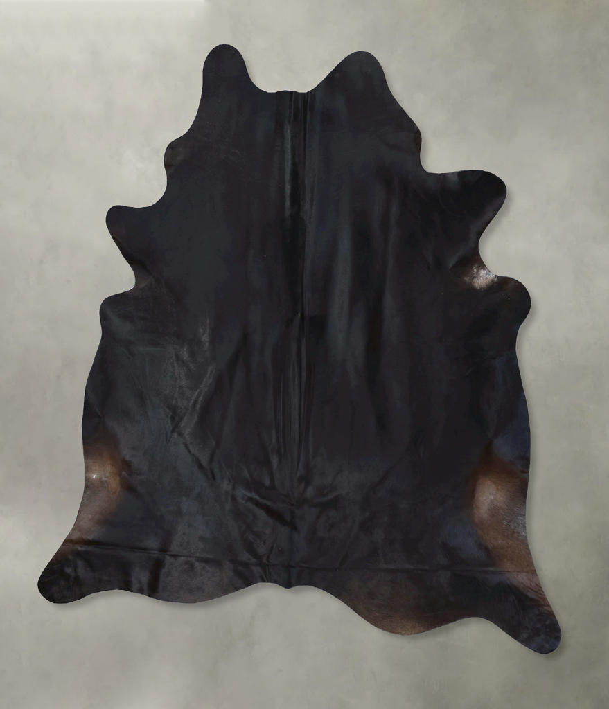 Solid Black X-Large Brazilian Cowhide Rug 7'8"H x 6'6"W #B20253 by Hudson Hides