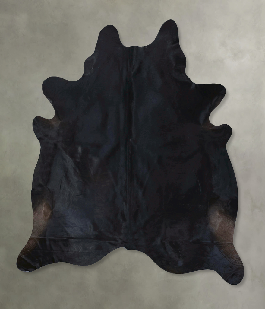 Solid Black XX-Large Brazilian Cowhide Rug 8'10"H x 7'1"W #B20254 by Hudson Hides